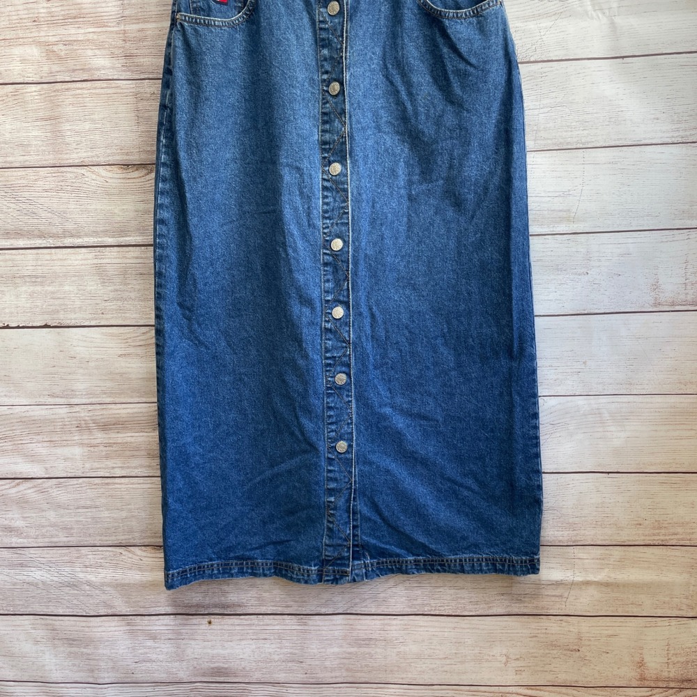 Tommy Hilfiger Blue Denim Button-Front Maxi Skirt - Picture 3 of 7
